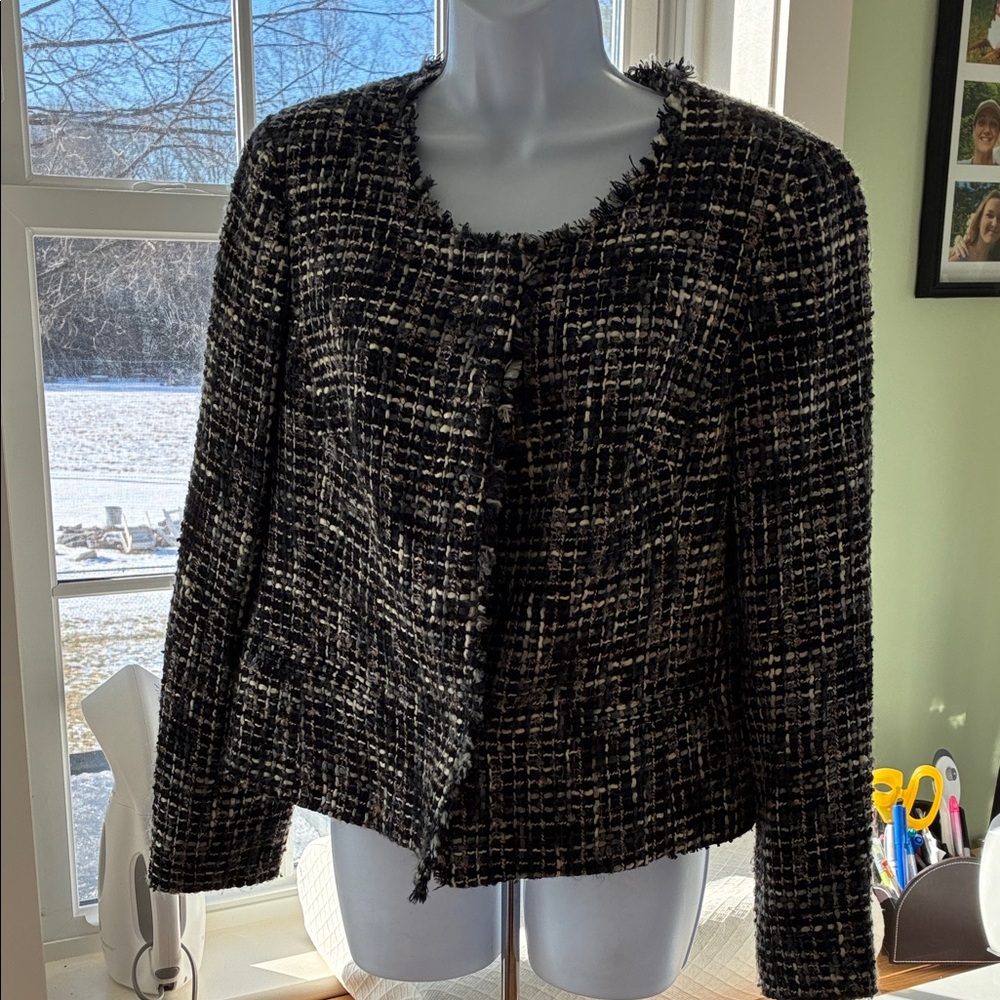 Women's Black and White Woven Jacket